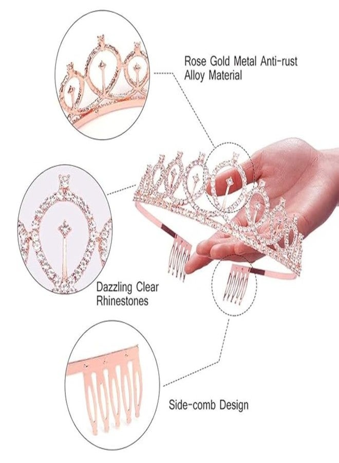 GOMNIK Birthday Glitter Crown with Rhinestone Crystal Tiara & Satin Sash – Happy Birthday Party Accessories Gift Set for Women Queen - Image 2