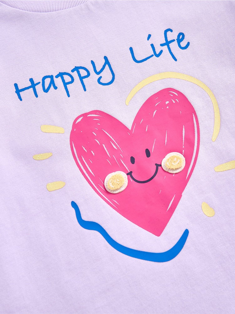 بالابالا طقم من قطعتين - تيشيرت وشورت مزين بكشكش وطبعات للبنات - Image 4