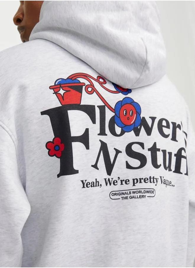 جاك اند جونز Jack & Jones Back Graphic Print Loose Fit Hoodie