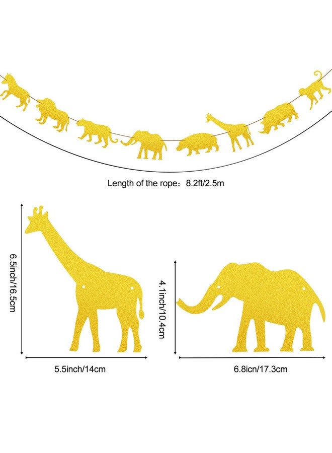 Boao 3 Pieces Jungle Safari Animal Banner Let's Get Wild Banner Gold Jungle Safari Garland for Baby Shower Wild One Zoo Birthday Party Decorations - Image 2
