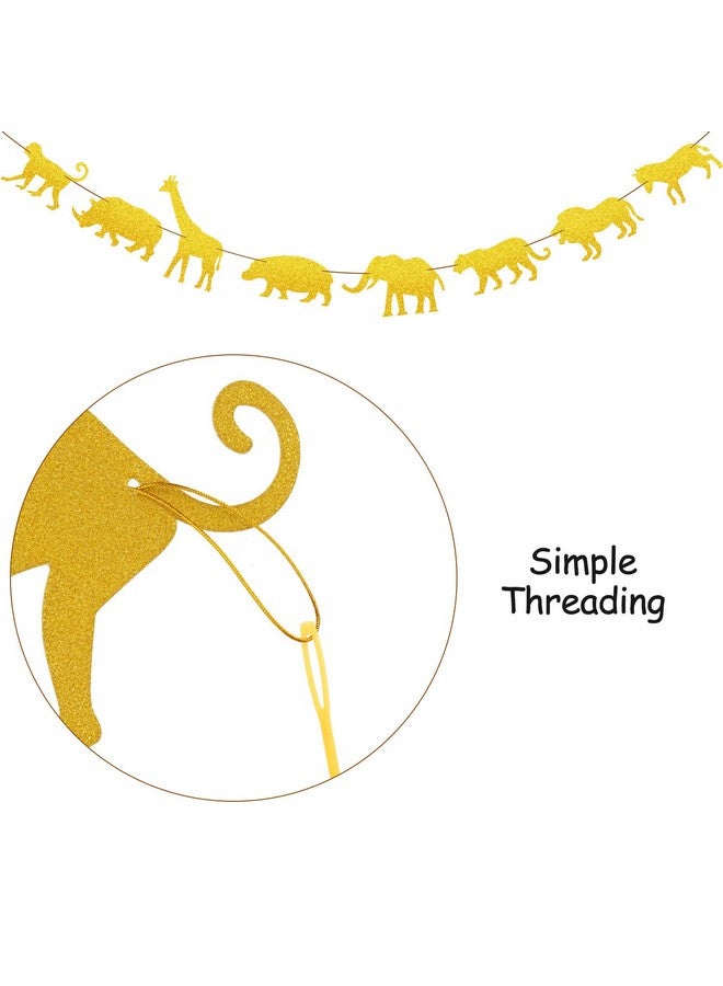 Boao 3 Pieces Jungle Safari Animal Banner Let's Get Wild Banner Gold Jungle Safari Garland for Baby Shower Wild One Zoo Birthday Party Decorations - Image 5