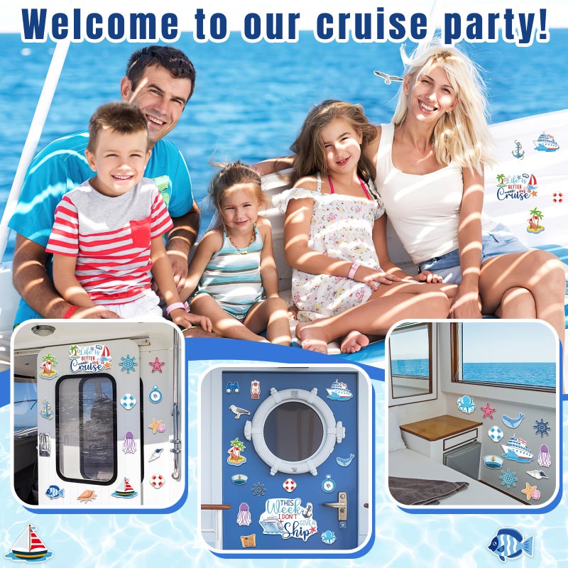 TREACLUB 27PCS Cruise Door Decorations Magnetic, Large Nautical Ship Magnets Reusable Funny Carnival Cruise Cabin Magnets Stickers for Door Decorations Fridge Car Computer - Image 5