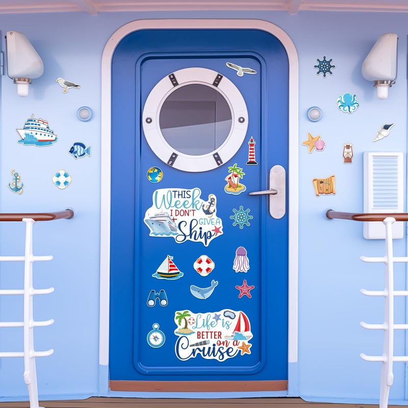 TREACLUB 27PCS Cruise Door Decorations Magnetic, Large Nautical Ship Magnets Reusable Funny Carnival Cruise Cabin Magnets Stickers for Door Decorations Fridge Car Computer - Image 4