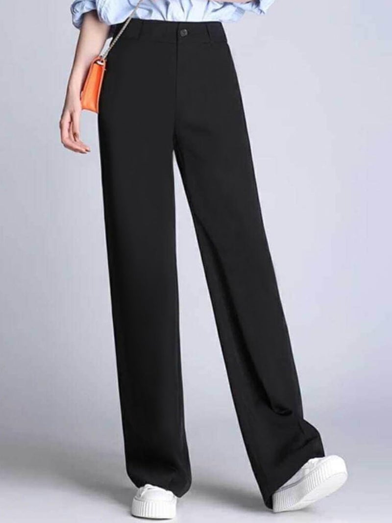 Toochki Trousers for Woman Pants Women's Formal Office Korean | Black Track Pant | Straight | Cotton Spandex Stretchable Trouser | High-Waisted Bottom Wear - Image 2