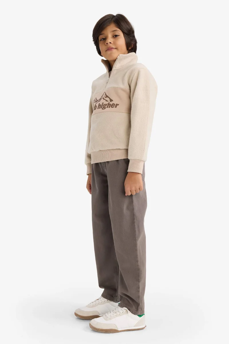 ديفاكتو Boy Half Zip Printed Fleece Sweatshirt