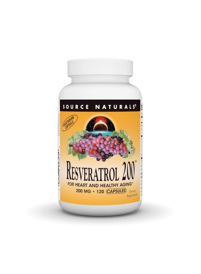 Source Naturals Resveratrol 200 mg for Heart and Healthy Aging - 120 Vegetarian Capsules - Image 1