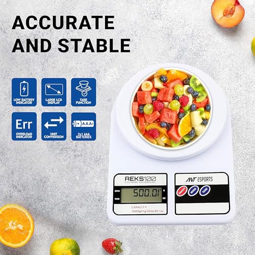 Ant Esports AEKS100 Kitchen Weighing Machine/Food Scale for Health, Fitness, Shop,Home Baking & Cooking with Large LCD Display,Tare Function, OverLoad Indicator, Weigh Up to 10Kgs, 30 Months Warranty - Image 2