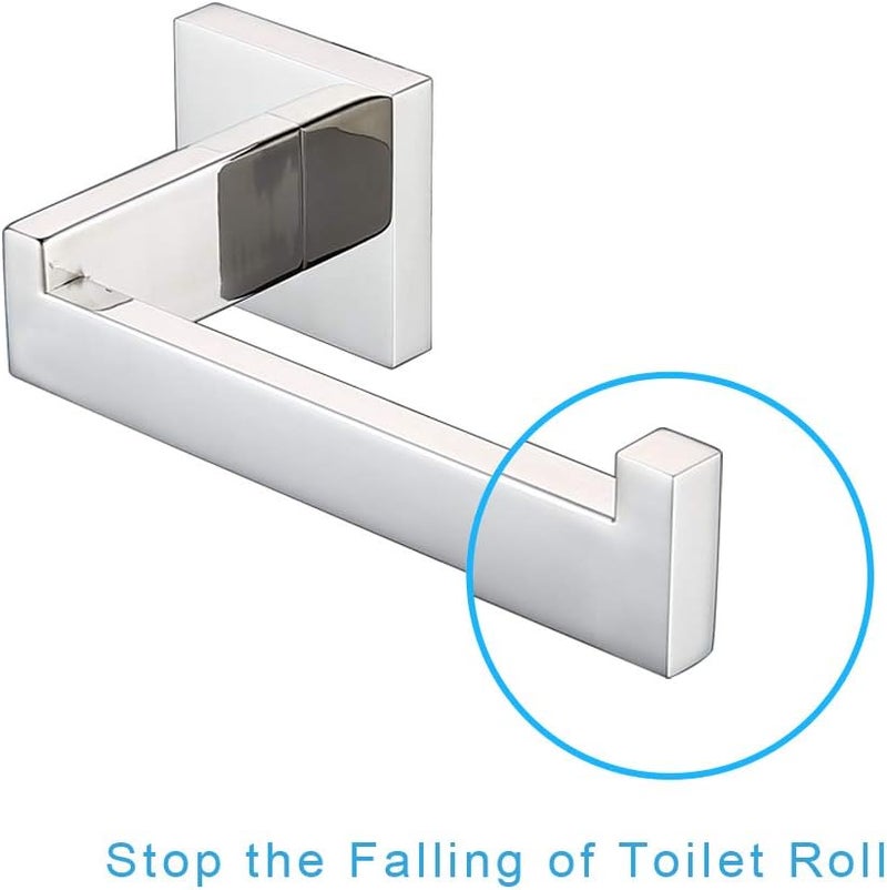 TASTOS Polished Chrome Toilet Paper Holder SUS304 Stainless Steel, Modern Square Half Open Bathroom 5 inch TP Holder Wall Mount Rustfree Tissue Roll Dispenser for Washroom Kitchen - Image 5