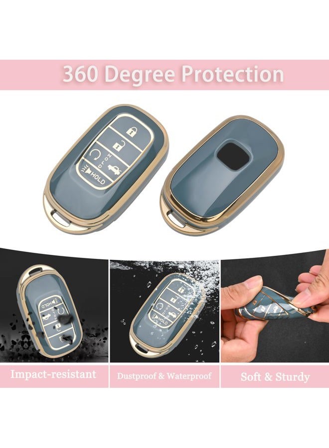 TECARATE for Honda Key fob Cover - Soft TPU Car Key Case Protector Fit for 2022 2023 2024 Honda Accord Civic HR-V CR-V Pilot Odyssey Smart Remote Key(Blue) - Image 3