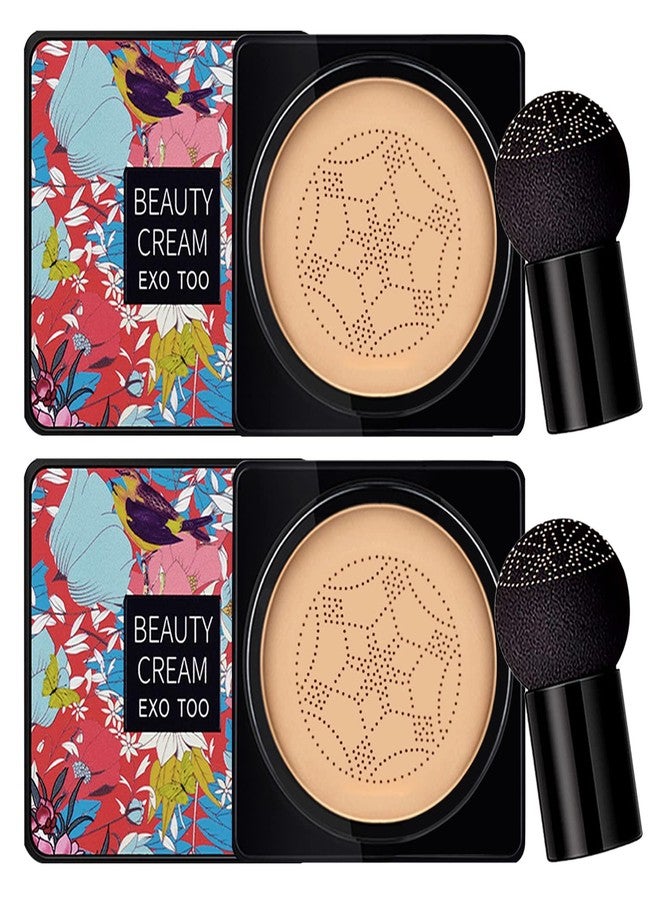 NUIBO 2 Pack Mushroom Head Air Cushion CC Cream Foundation, Moisturizing BB Cream, Long Lasting Matte Concealer with 2PCS Mushroom Head Sponges (Natural)… - Image 1