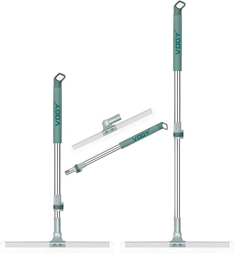 VOOY Bathroom Wiper for Floor Drying | Wiper Mop for Floor Cleaning with 50 cm Silicone Rubber Blade | 180° Swivel Head Squeegee | 100 cm Stainless Steel Handle | Sage Green Viper - Image 1