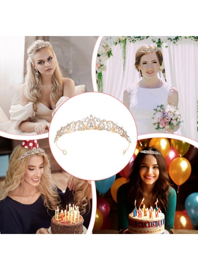 سونسر تاج ذهبي للنساء تاج زفاف تاج ملكة من أحجار الراين تاج أميرة كريستالي تاج رأس إكسسوارات شعر لحفلات أعياد الميلاد - Image 5