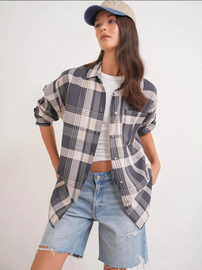 MixRay Mixray Oversize Checked Shirt with Pocket