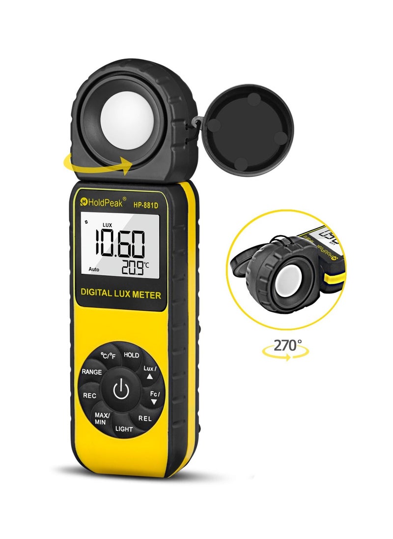 HoldPeak Portable Handheld High Precision Light Meter Black/Yellow  - Image 1