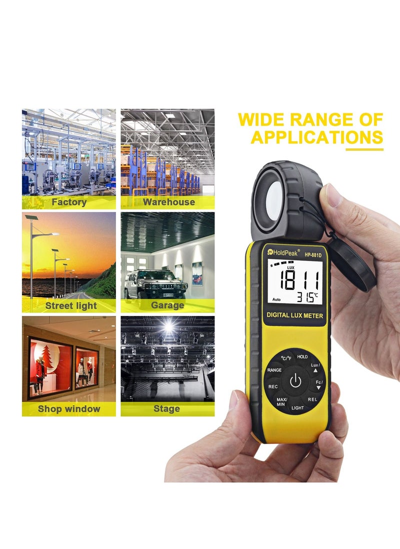 HoldPeak Portable Handheld High Precision Light Meter Black/Yellow  - Image 5