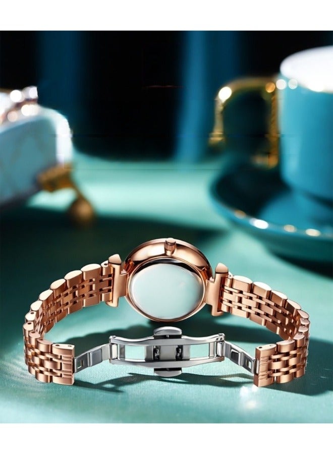 REOCLE Women's Quartz Watch with Stainless Steel Strap & Round Diamond Dial & Date & Daily Waterproof Elegant Wrist Watch as Ladies Gifts  - Image 3