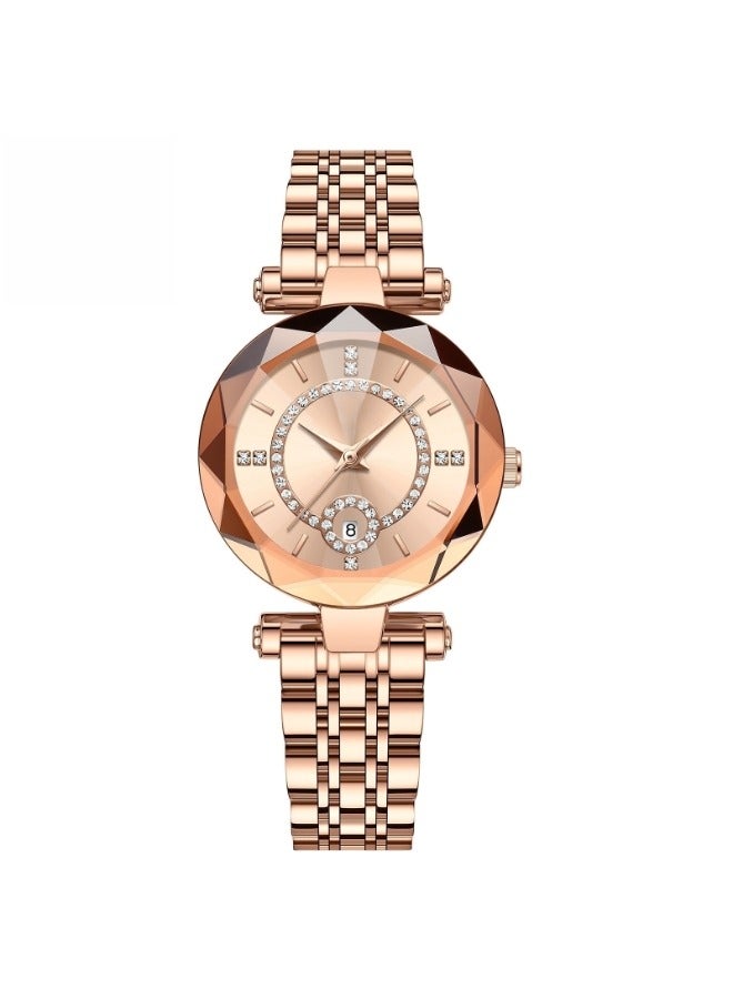 REOCLE Women's Quartz Watch with Stainless Steel Strap & Round Diamond Dial & Date & Daily Waterproof Elegant Wrist Watch as Ladies Gifts  - Image 4