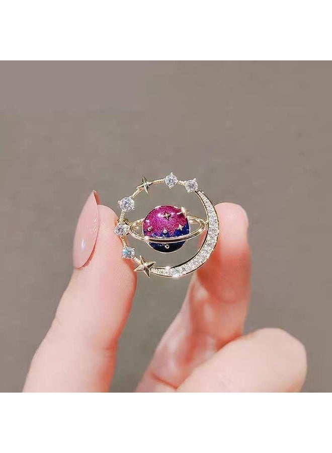 Generic Cute Earth Moon Star Brooch Blue Planet Clothes Brooch Pin Coat Scarf Brooches