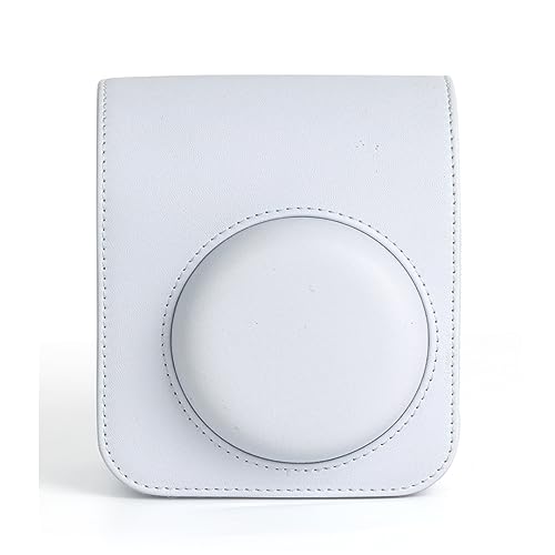Breatoi PU Leather Camera Case for Mini 12 – Rainproof, Soft, and Stylish in Clay White with Adjustable Shoulder Strap - Image 1