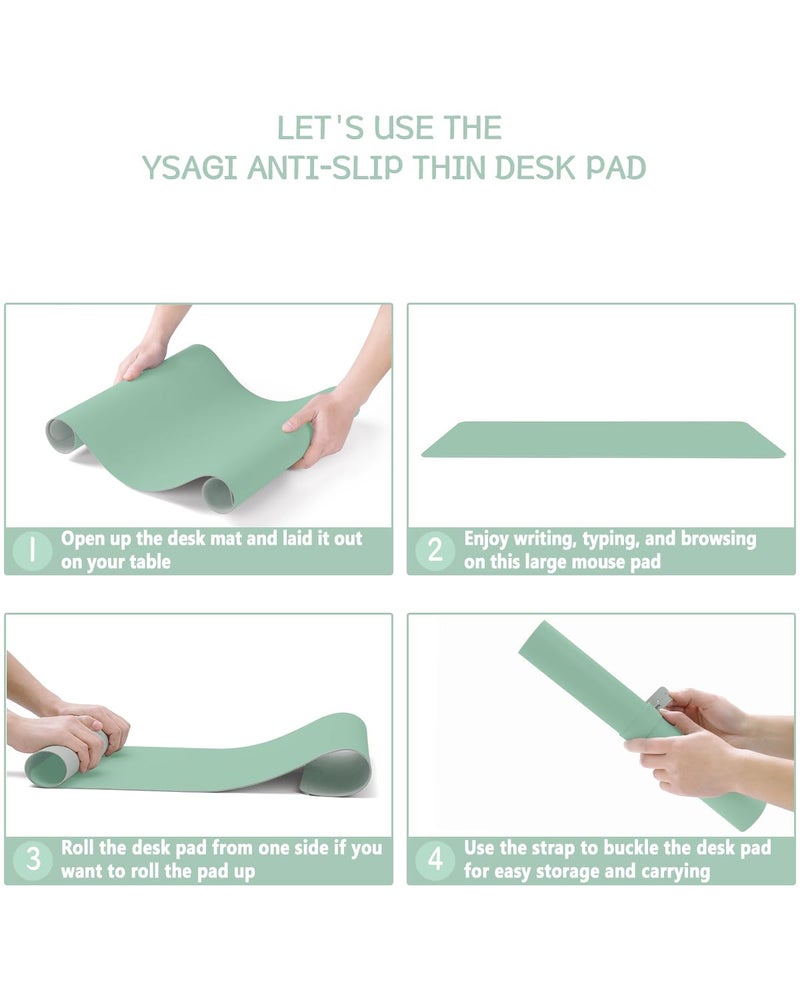 YSAGi Non-Slip Leather Desk Pad, Waterproof Laptop Computer Desk Keyboard Mat, Table Protector Blotter Mat, Large Mouse Pad for Office/Work/Home/Decor(Pale Green, 31.5" x 15.7") - Image 5