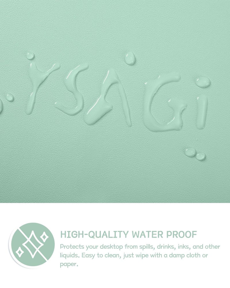 YSAGi Non-Slip Leather Desk Pad, Waterproof Laptop Computer Desk Keyboard Mat, Table Protector Blotter Mat, Large Mouse Pad for Office/Work/Home/Decor(Pale Green, 31.5" x 15.7") - Image 3