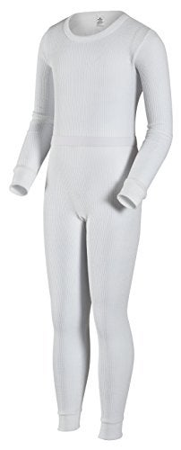Indera Girls Traditional Thermal Underwear Shirt and Pant Set, White, Medium - Image 5