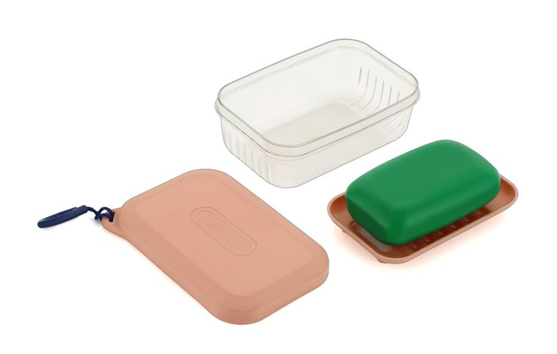 HAPPI Leakproof Travel Soap Case with Lid, Portable Plastic Soap Dish Box Cover with Draining Layer & Lid Travelling Soap Holder Bar for Bathroom Outdoor(Pink) - Image 1
