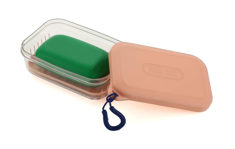 HAPPI Leakproof Travel Soap Case with Lid, Portable Plastic Soap Dish Box Cover with Draining Layer & Lid Travelling Soap Holder Bar for Bathroom Outdoor(Pink) - Image 2