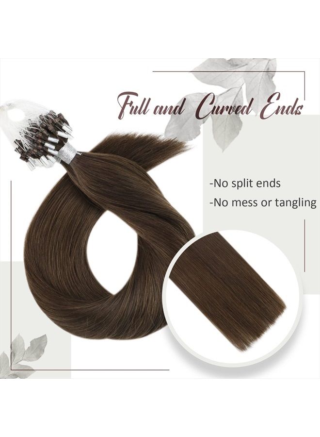 Moresoo Micro Beads Hair Extensions Real Human Hair Dark Brown Microbead Hair Extensions Brown Microlink Hair Extensions Human Hair Micro Links Hair Extensions Brown #4 50G/50S 18In - Image 4