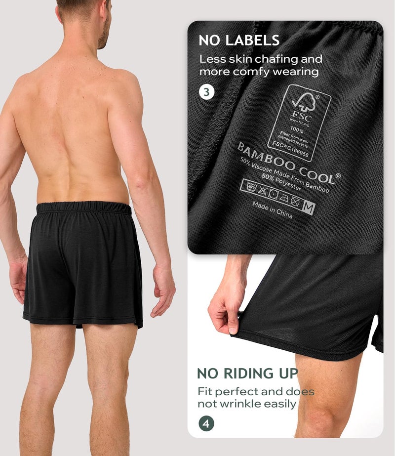 BAMBOO COOL Mens Boxers Durable Comfortable Boxer Shorts for Men Loose Ultra-Soft Men's Underwear (3 Pack) Large - Image 3