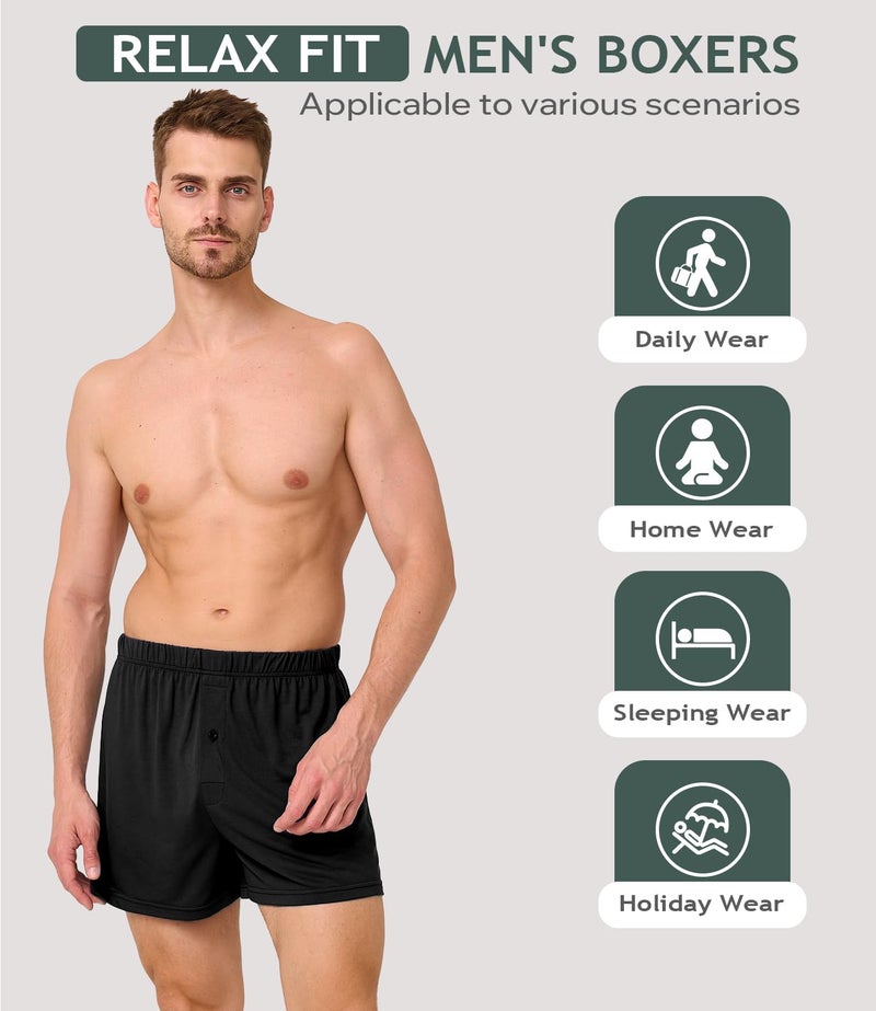 BAMBOO COOL Mens Boxers Durable Comfortable Boxer Shorts for Men Loose Ultra-Soft Men's Underwear (3 Pack) Large - Image 5