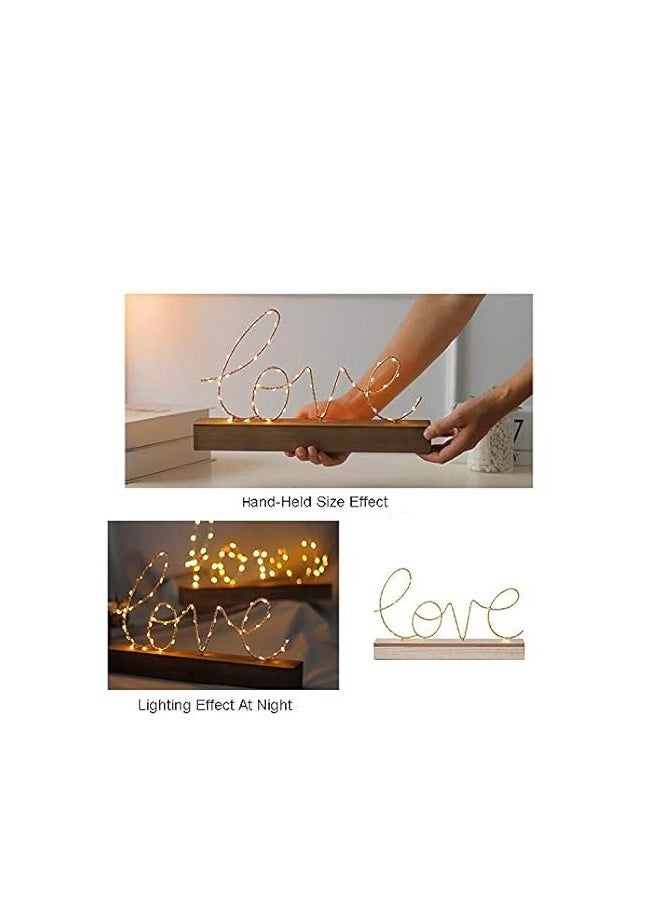 Generic “LOVE” Word LED Sign Decorative Lamp for Tabletop, Mantel or Shelf Display; Wood Base & Gold Light Up Letters; Modern Farmhouse Living Room, Bedroom, Table Decoration; Battery Operated LED Room Decor  - Image 5