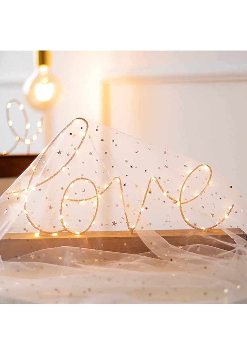 Generic “LOVE” Word LED Sign Decorative Lamp for Tabletop, Mantel or Shelf Display; Wood Base & Gold Light Up Letters; Modern Farmhouse Living Room, Bedroom, Table Decoration; Battery Operated LED Room Decor  - Image 4