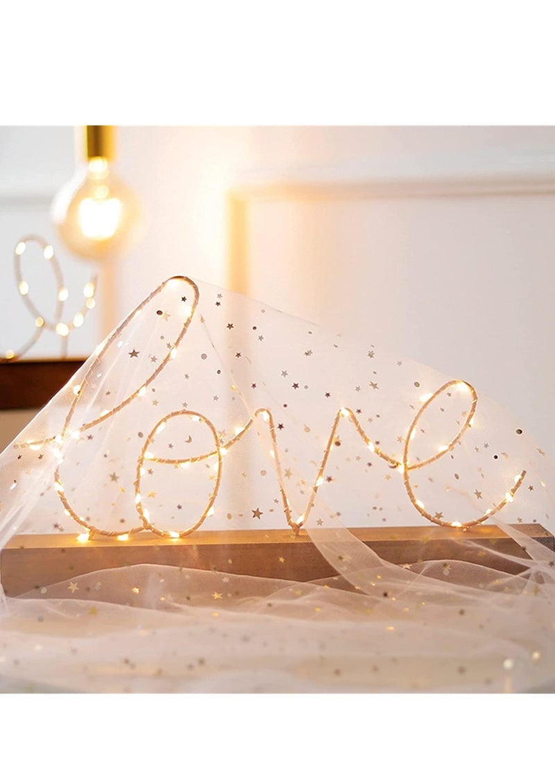 Generic “LOVE” Word LED Sign Decorative Lamp for Tabletop, Mantel or Shelf Display; Wood Base & Gold Light Up Letters; Modern Farmhouse Living Room, Bedroom, Table Decoration; Battery Operated LED Room Decor  - Image 3