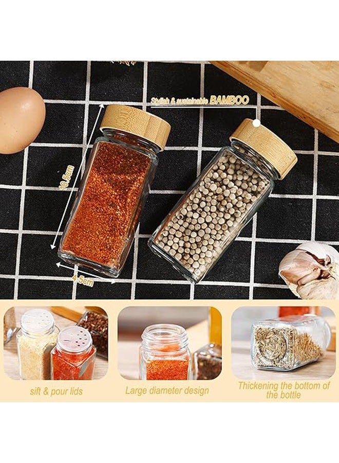 Arabest Kitchen Glass Spice Jar With Label Stickers, Bamboo Lid And Funnel, Kitchen Sealed Storage Jar With Lid, Spice Glass Jar, Empty Spice Jar For Kitchen, Cabinets, Drawers (24 Bottles) - Image 2