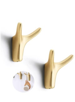GUDOO Towel Hooks 2 Packs Coat Hooks Metal Heavy Duty Wall Hooks Towel Hooks for Bathroom Towel Hook for Cloakroom Living Room Kitchen Bathroom Brushed Brass  - Image 1