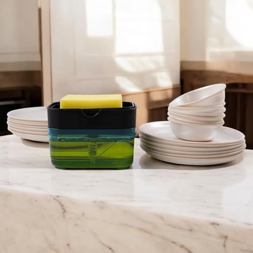 HomeWiz 2 in 1 Kitchen Soap Dispenser 400 ML with Sponge Holder | Durable and Leak-Proof Design | Easy-to-Use Pump for Liquid Soap, Dish Washing Liquid, or Hand Sanitizer | Stylish and Functional - Image 4