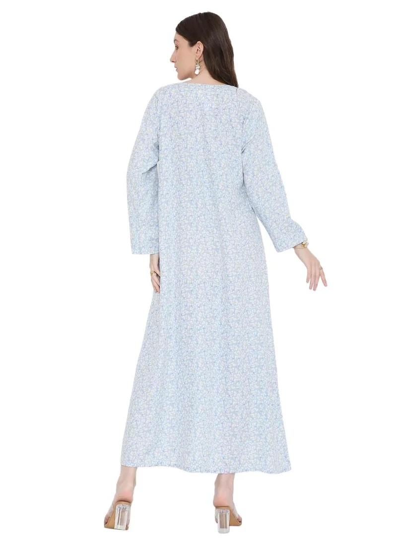 HANA & SARA elegant thread embroidery with tiny prints arabic kaftan jalabiya dresses