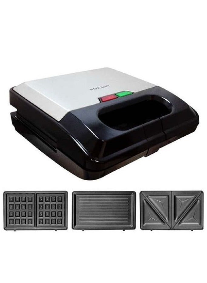 sokany 3 IN 1 Multi Functional SANDWICH MAKER (Grill ,Waffle,Toast)750W- ( KJ-303) - Image 3
