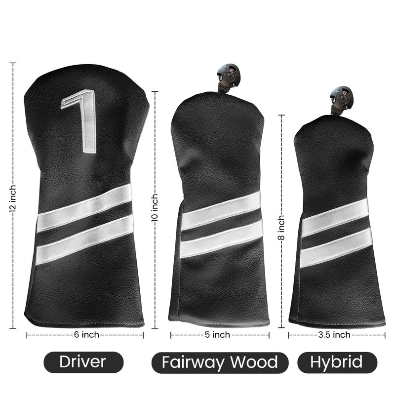 All Teed Up Premium Golf Club Covers - 3 Pack - Driver - Wood - Hybrid Club Head Covers with Club ID Tag - Image 5