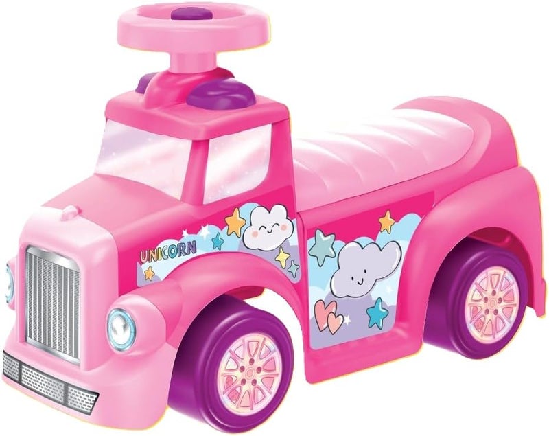 D-Power My First Foot to Floor Multicolour | Toddler Walker Foot to Floor Slider | Hidden Storage Space, Moveable Steering Wheel & Squeaky Horn | Pre-School & Nursery Walking Aid | Ages 1+ (Unicorn) - Image 1