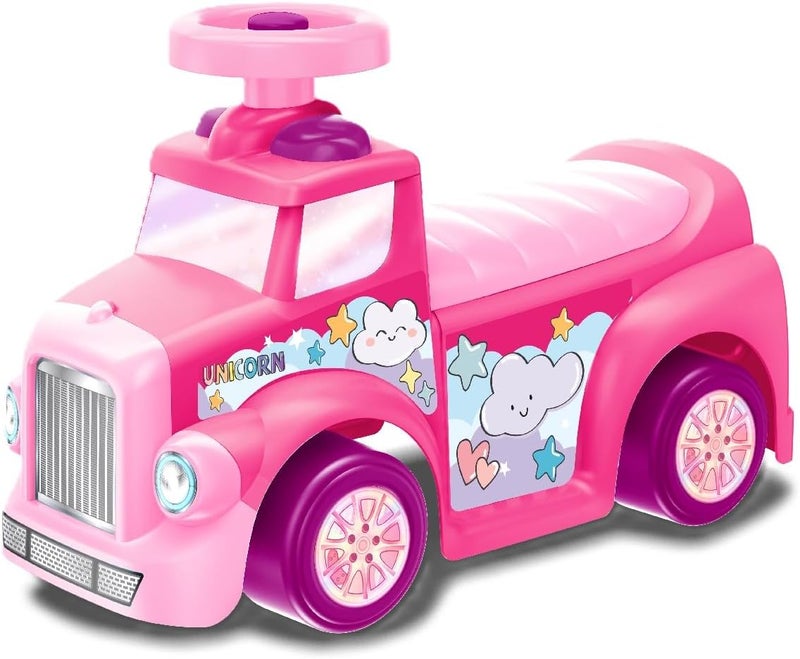 D-Power My First Foot to Floor Multicolour | Toddler Walker Foot to Floor Slider | Hidden Storage Space, Moveable Steering Wheel & Squeaky Horn | Pre-School & Nursery Walking Aid | Ages 1+ (Unicorn) - Image 2