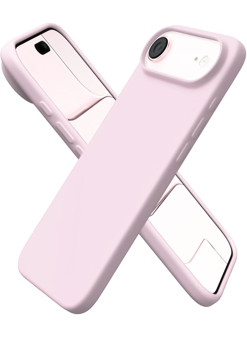 Compatible with iPhone 17 Air Case Slim Liquid Silicone 4 Layers Soft Gel Rubber Shockproof Protective Phone Case with Anti Scratch Microfiber Lining (Chalk Pink)