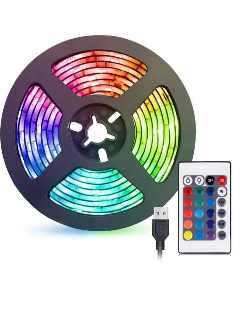 ELTRAZONE LED Light Strip 2M USB RGB Waterproof Decoration Lighting with Remote Control for Bedroom Kitchen Hotel Home TV Back (Color Changing)  - Image 1