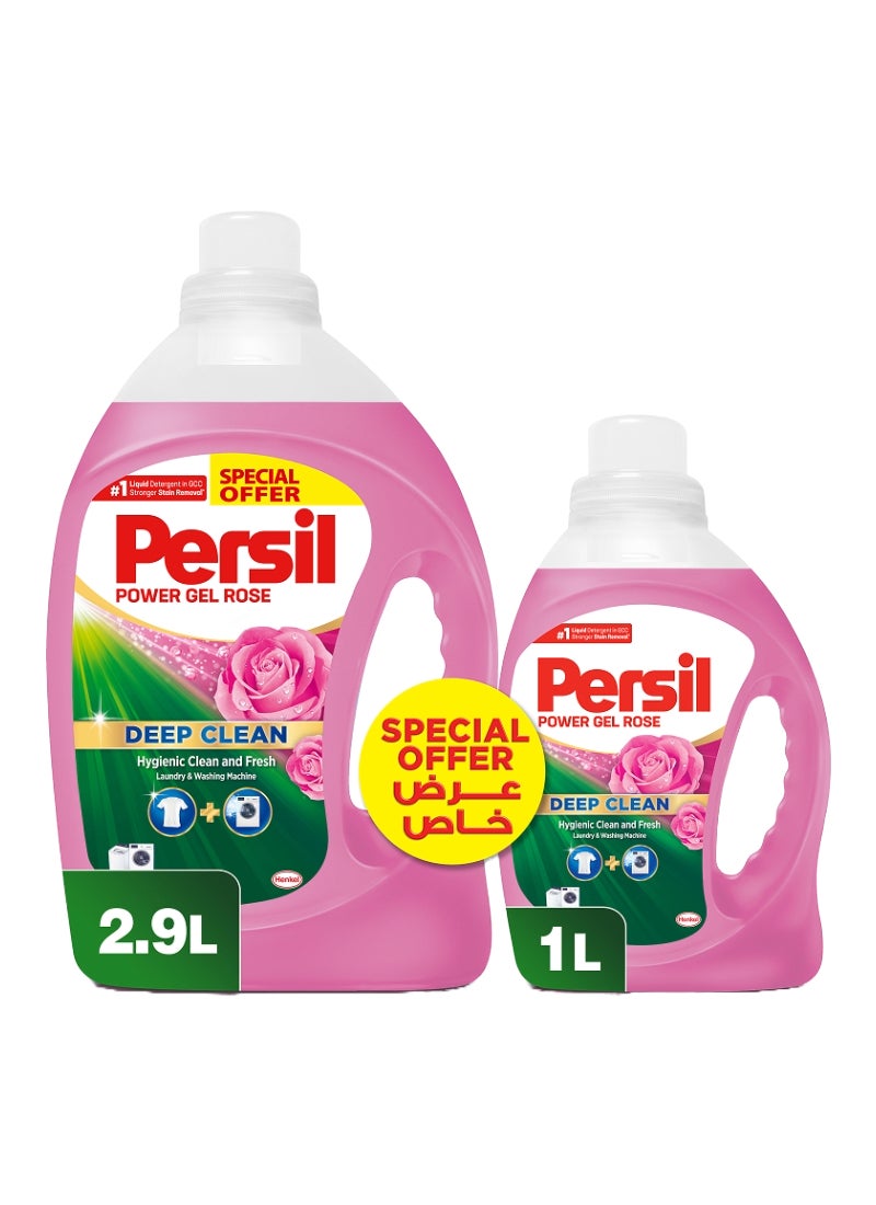 Persil Power Gel Liquid Laundry Detergent With Deep Clean Technology Rose 2.9L + 1L