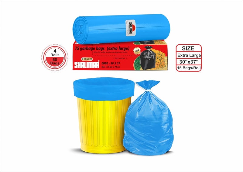 shalimar Shalimar Premium Lavender Fragrance Scented Garbage Bags Extra Large Size 30x37 Inches60 Bags Pack of 4 Rolls with 15 Bags Each for DustbinTrash Bag Blue Perforated Box for Easy Dispensing  - Image 4