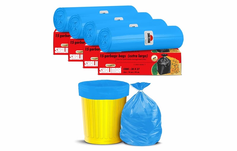shalimar Shalimar Premium Lavender Fragrance Scented Garbage Bags Extra Large Size 30x37 Inches60 Bags Pack of 4 Rolls with 15 Bags Each for DustbinTrash Bag Blue Perforated Box for Easy Dispensing  - Image 1