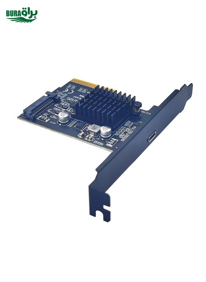 BURAQ PCI-E 4X To  USB3.2 Gen2x2 Type-C 20Gbps SATA Expansion Card Asmedia ASM3242 Chip  - Image 2