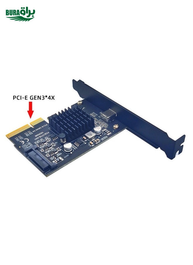 BURAQ PCI-E 4X To  USB3.2 Gen2x2 Type-C 20Gbps SATA Expansion Card Asmedia ASM3242 Chip  - Image 4