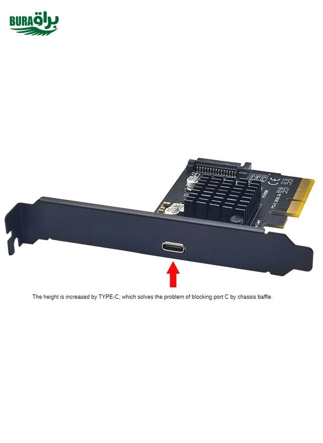 BURAQ PCI-E 4X To  USB3.2 Gen2x2 Type-C 20Gbps SATA Expansion Card Asmedia ASM3242 Chip  - Image 5